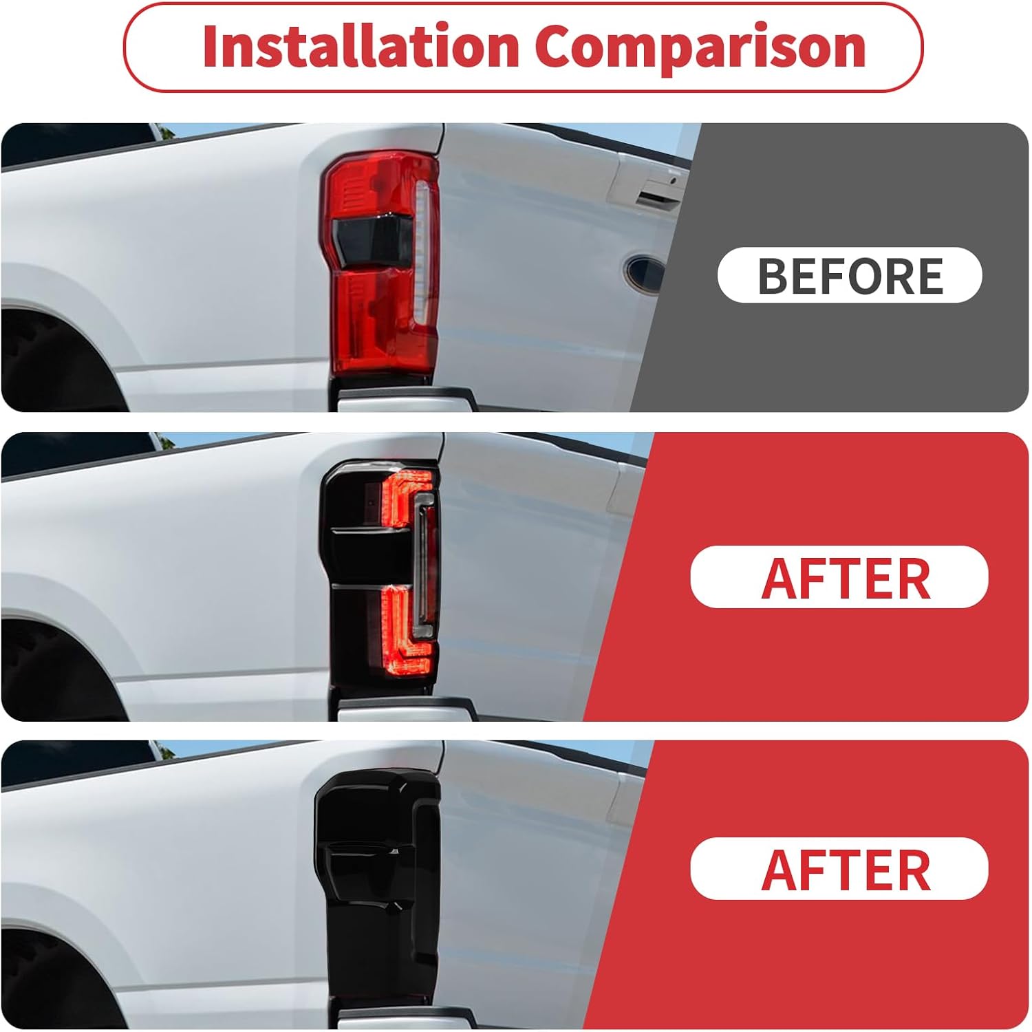 Linskip Tail Light Covers Compatible with Ford F250/F350/F450/F550 2023-2026+, Tail Lamp Guard Trim Bezels Decoration Accessories, Exterior Accessories(Smoke Dark)