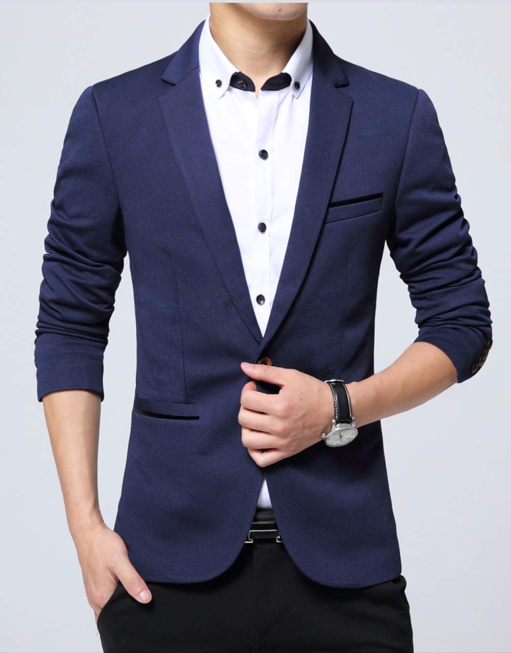 Blazer Homme Veste Casual Élégante Slim Fit Un Bouton Costume Jacket Vestons