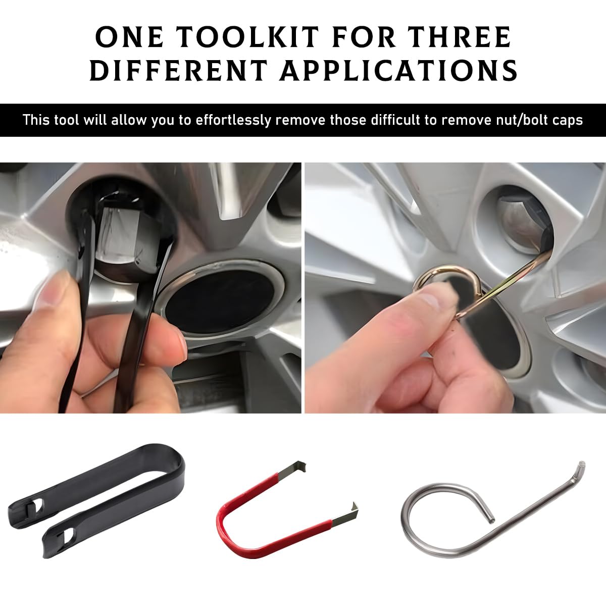 3 PCS Car Wheel Hub Bolt Nut Cover Removal Tool 3 Type Wheel Lug Nut Cover Removal Tool — view 3