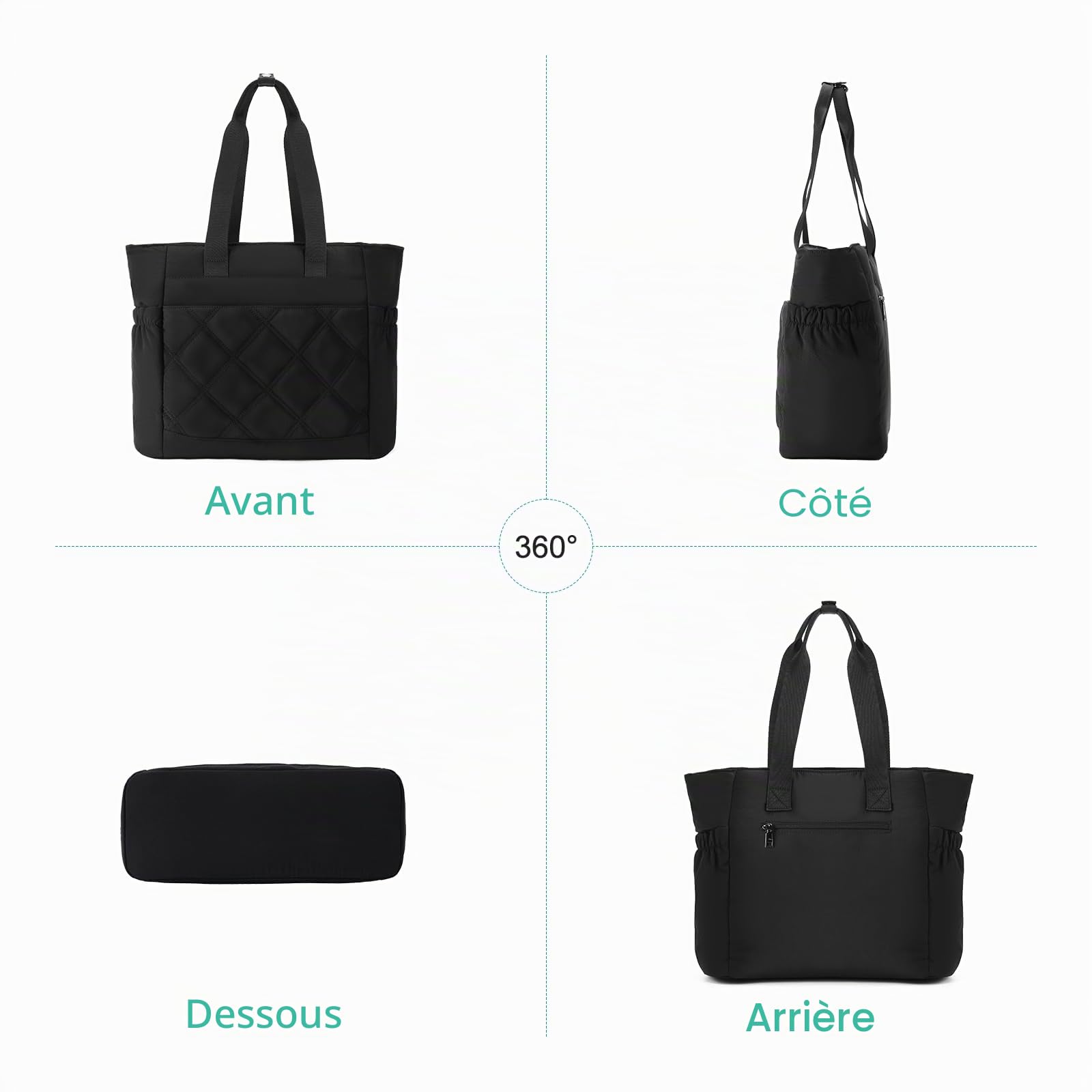 Chase Chic Sac Cabas Femme,Sac a Main Grande Capacité Sac Ordinateur Portable 15,6 Pouces Sac fourre-tout pour Voyage Travail