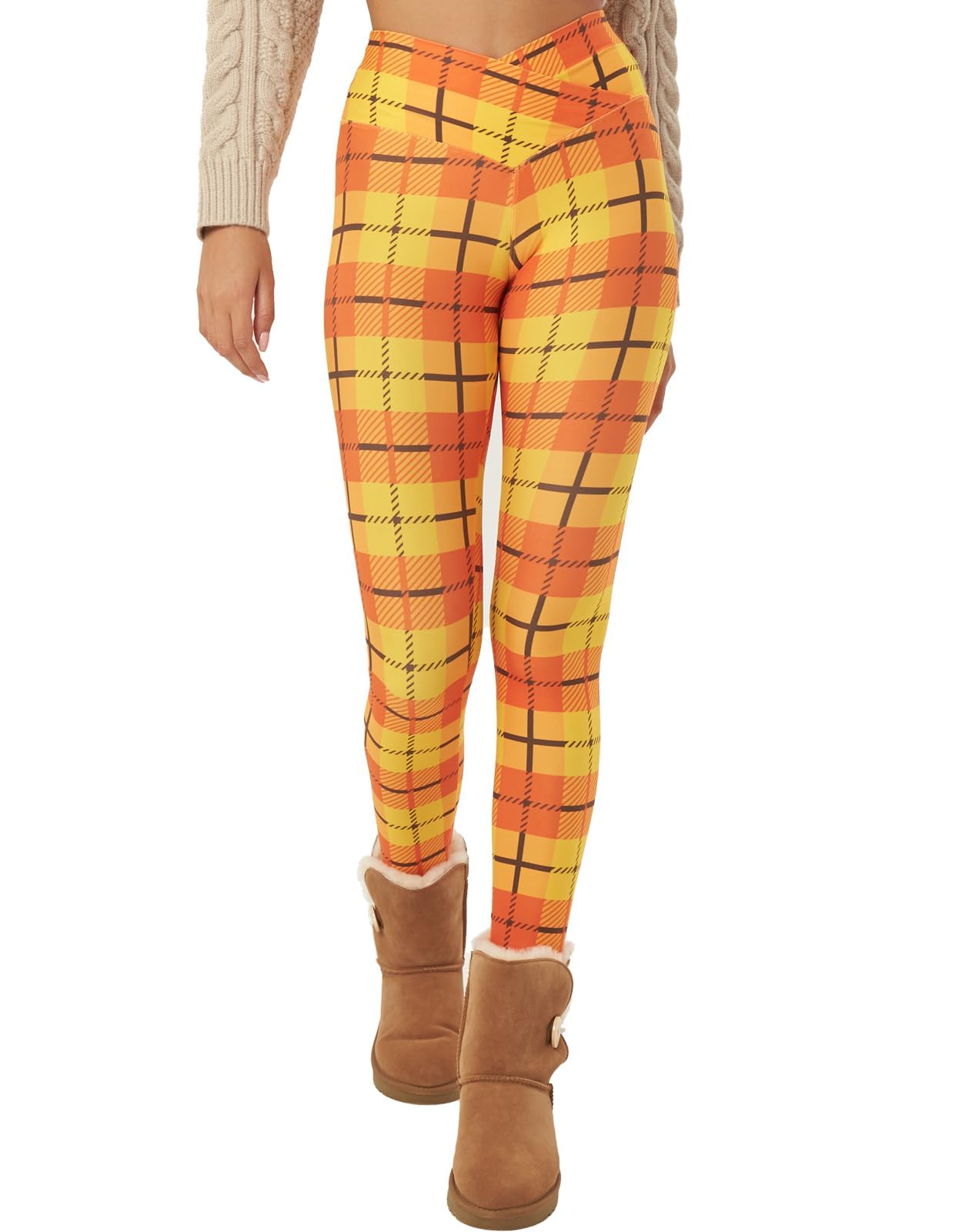 sissycos Women's Christmas Halloween Crossover Leggings High Waisted