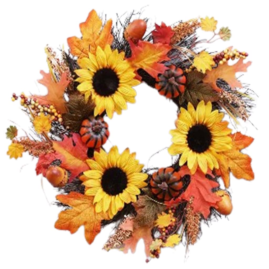 Couronne automne Halloween haut de gamme avec citrouilles de porche