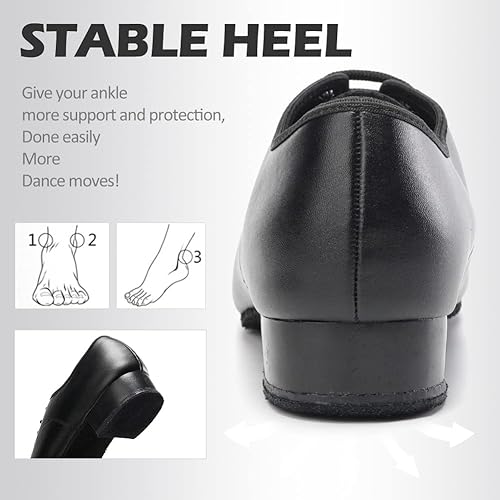 Miniatura 6 de SWDZM Zapatos de baile latino para hombre, zapatos de baile de cuero, con cordones, para sala de baile, moderno, profesional, para práctica, modelo