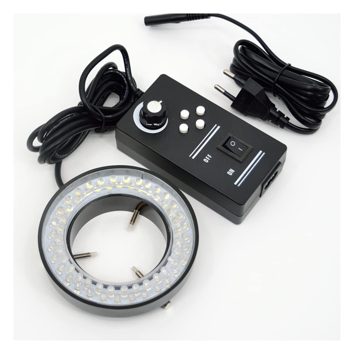 Kit de Accesorios para microscopios 64 LED Lámpara de Anillo de microscopio Distancia de Trabajo 30-160mm Microscopio Industrial Portaobjetos de microscopio