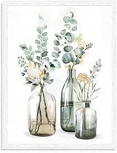 Dazzlewall Art Mural Boho Vert Sauge, Tableau Décoration Murale Minimaliste Abstraite