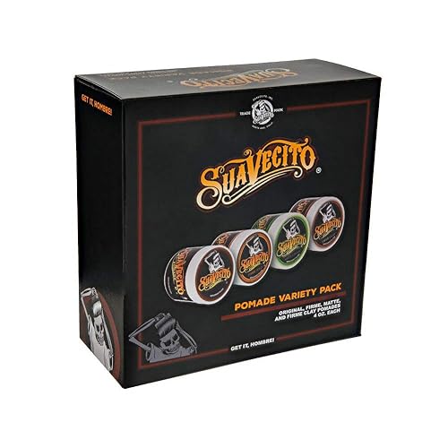 Suavecito Pomada Variedad 4 Pack (OG, Firme (Fuerte), Mate, Pomadas de arcilla) Fijación durante todo el día para todos los estilos de cabello