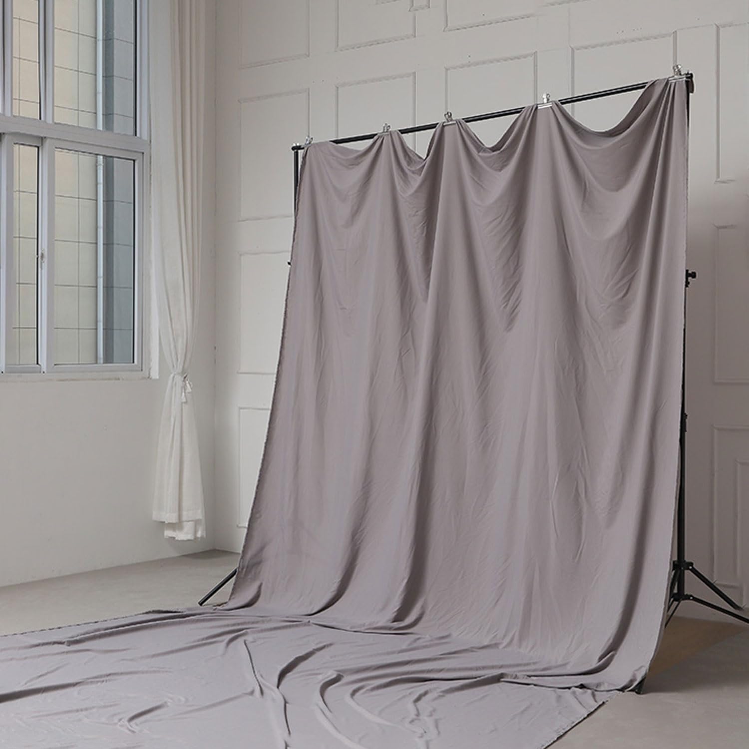 AITAF Sfondi Fotografici in Tessuto, Fondale Fotografici Pieghevole Resistente Alle Rughe e Lavabile per Studio Fotografia, Televisione, Zoom, YouTube (3x5M, Grigio)