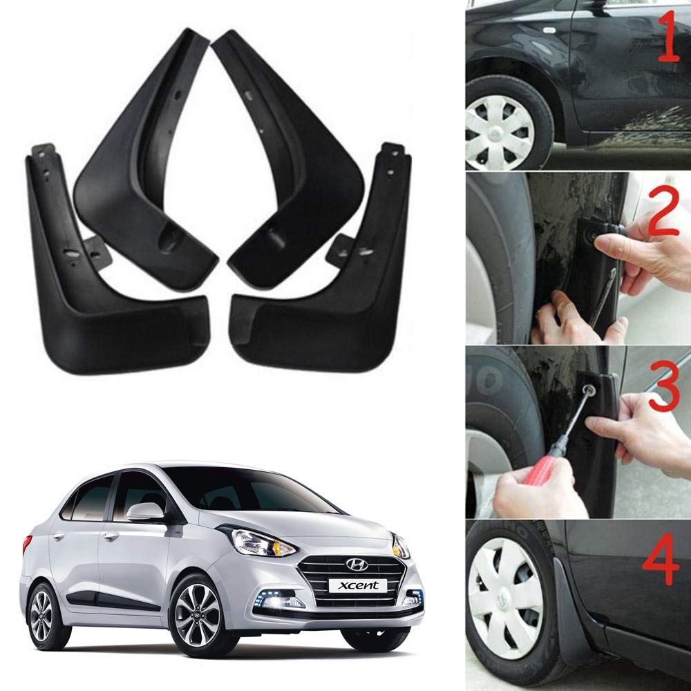 Oshotto (O.E.M Fitting Cup Type) Mud Flap/Splash Guard Compatible with Hyundai XCENT (Set of 4)