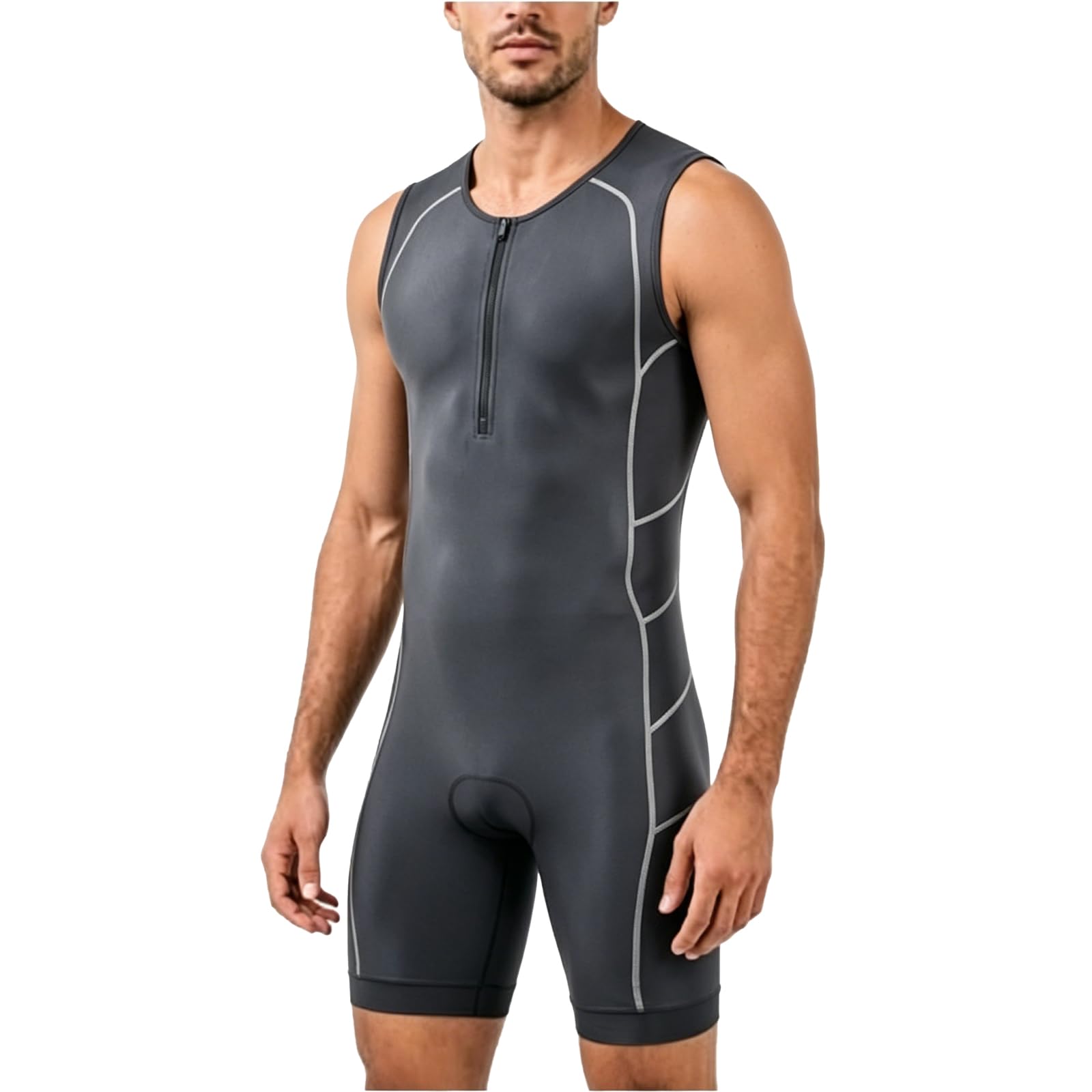 Tuta da triathlon da uomo, senza maniche, ad asciugatura rapida, aderente, per nuoto, ciclismo, corsa, tri Gear ad alte prestazioni