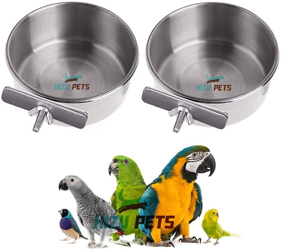 HIZU PETS Bird Cage Food Water Dispenser Parrot Food Dish Bird Feeder Cup Cage, Stainless Steel Bird Food Holder Container for Parrot Macaws Ferret Parakeet Cockatiel (CLAMP Holder, 2.Pcs (300.ml)) (B0CDHCYXMX) Amazon Price History, Amazon Price Tracker