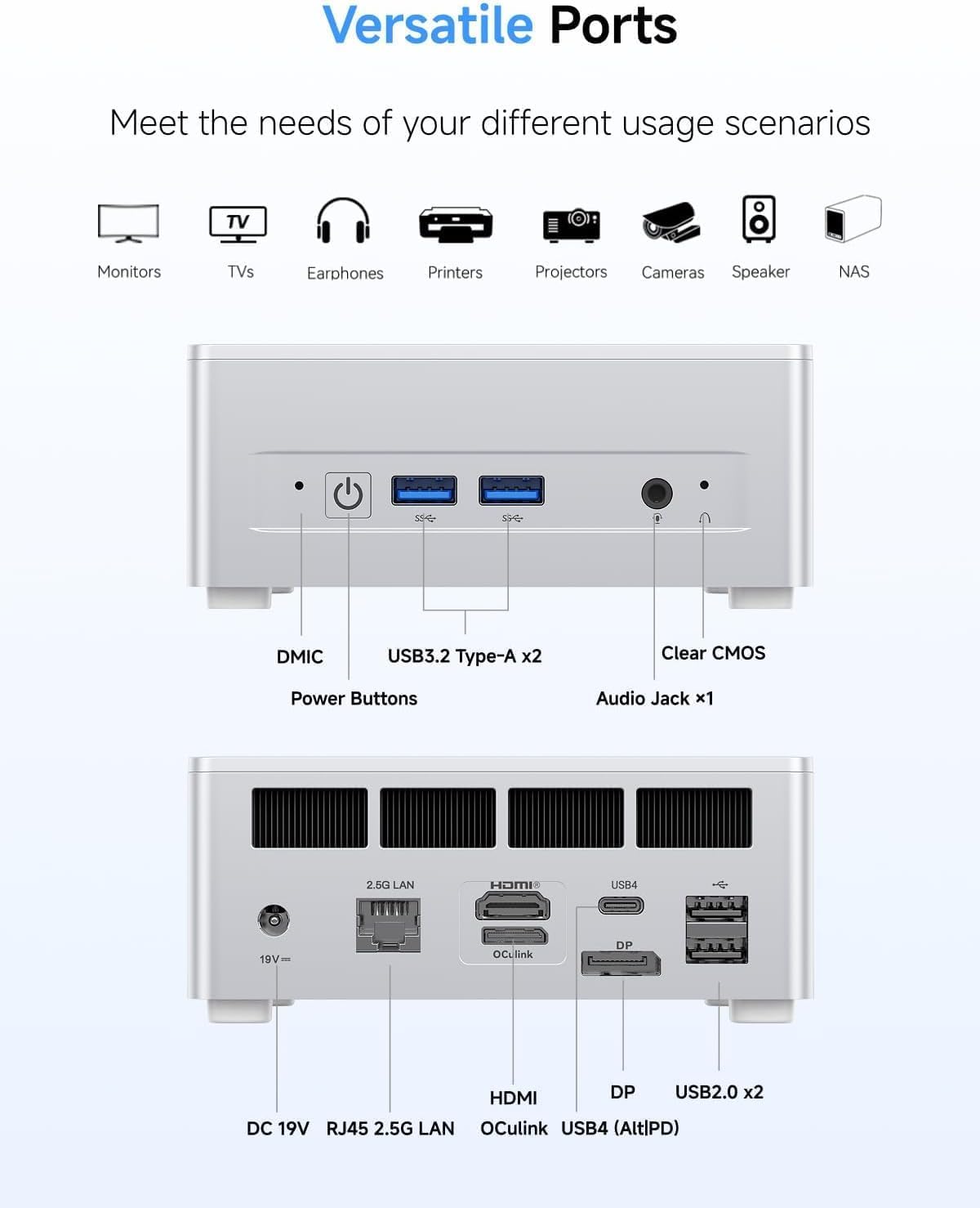 MINISFORUM Mini PC UM880 Plus, AMD Ryzen 7 8845HS (8 C/16 T, hasta 5,1 GHz), 16 GB de RAM DDR5, SSD de 512 GB, gráficos Radeon 780M, OCuLink, Triple Pantalla, 8K a 60 Hz, 5 Puertos USB, Wi-Fi 6E