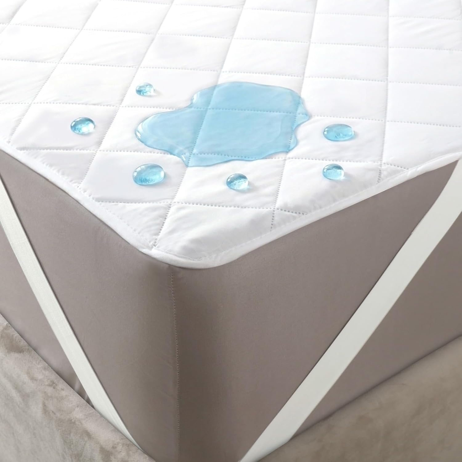 Queen Waterproof Bed Pad with Corner Straps for Mattress up to 16in – Quilted Queen Mattress Pad for Incontinence, Bed Wetting & Night Sweats | TPU Washable Reusable Bed Protector Pad