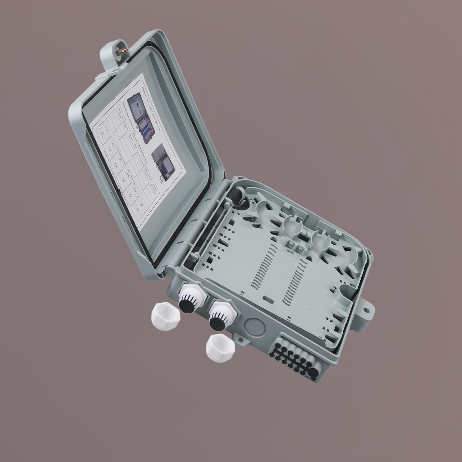 Boîte de distribution de fibre optique, boîtier mural à 12 ports avec 12 adaptateurs SC APC, monomode, FTTH, étanchéité IP65 pour utilisation extérieure/intérieure – 24 x 22 x 6,5 cm