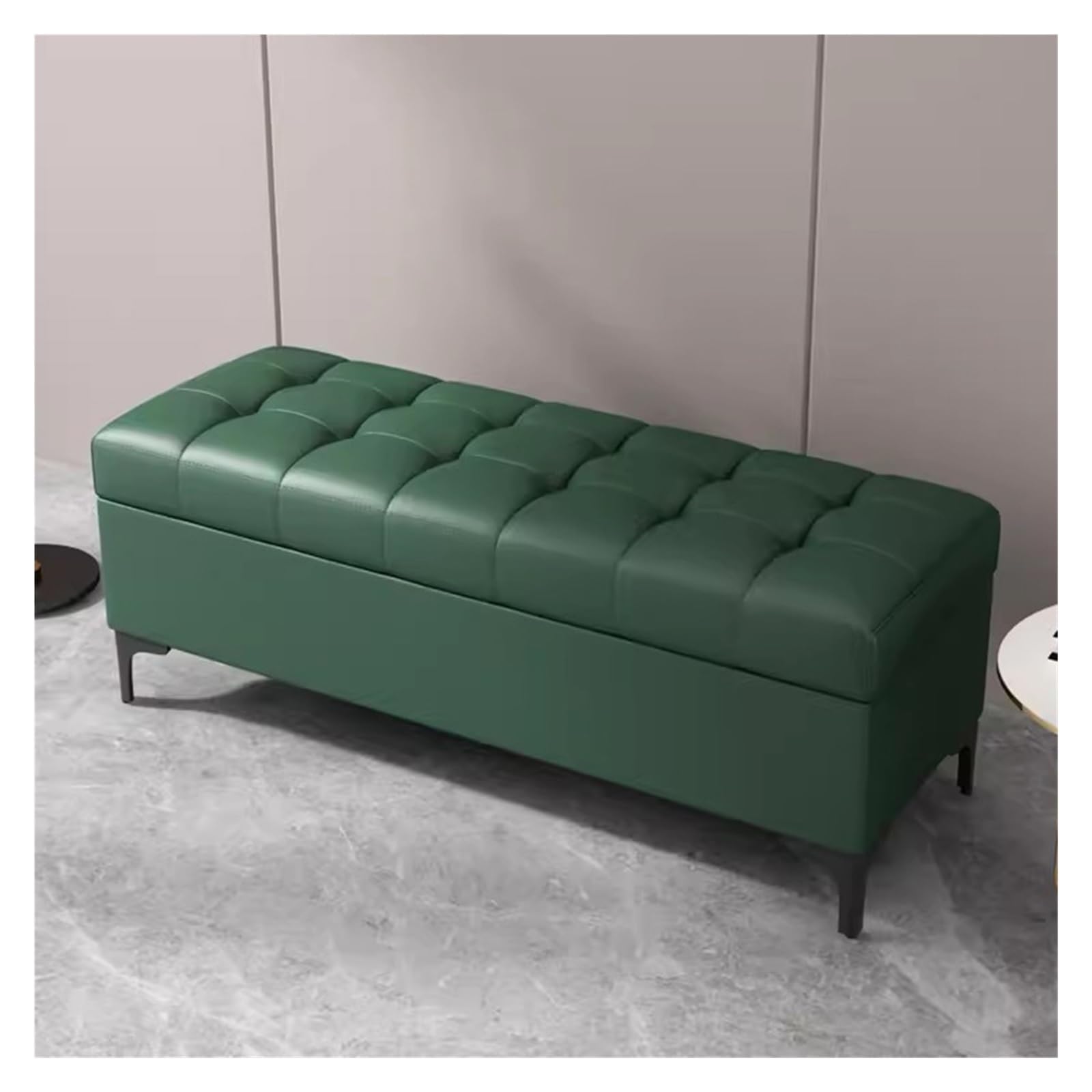 Wdsopk Green Storage Ottoman Bench For Bedroom,End Of Bed Storage Benches With Foot,Upholstered End Of Bed Bench,Rectangular Bed Ottoman Benches For Living Room（-60Cm）