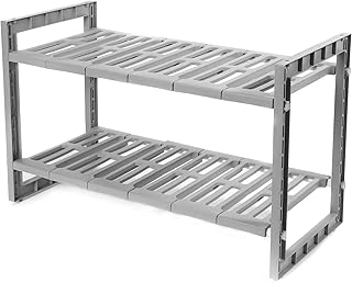 Compactor Extendable Under Sink Storage Rack, Plastic and Metal, 48 x 30 x 40 cm, Grey, RAN7011