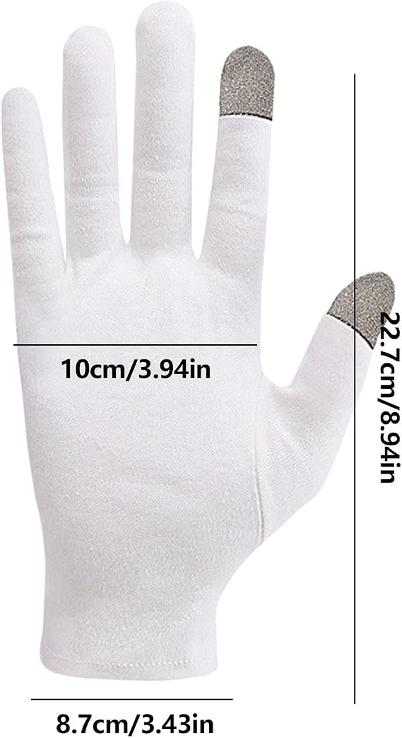 Touchscreen Gloves - 100% Cotton + Silver Fiber Two-Finger Conductive Glove | Lightweight Driving & Cycling Glove, Soft Stretchable Touchscreen Texting Gloves For Men Women Outdoor Sports
