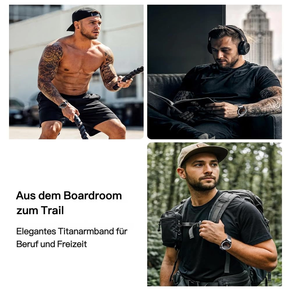 22mm 26mm Titan Metallarmband für Garmin/Fenix/Instinct/Forerunner | QuickFit,40% Leichter als Edelstahl,Hypoallergen,Handgelenkumfänge von 15,5 cm bis 22,6 cm,für Laufen und Outdoor-Sportarten