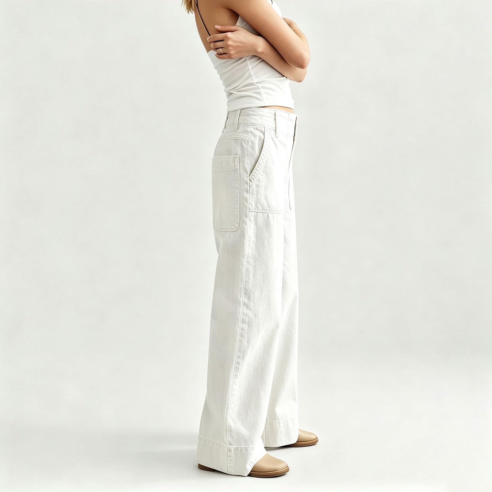 Jeans Donna Curvy Jeans Vita Alta Curvy Gamba Larga Pantaloni Baggy Larghi Casual Y2k Pantaloni Denim Elasticizzati Leggeri con Tasche Tempo Libero Streetwear Palazzo Comodi Hiphop