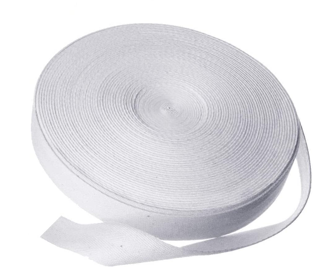 WAREHOUSESHOP - 50M Hemming Tape Herringbone Tape | White Herringbone Bunting Tape for Sewing, Arts and Crafts, Mask, Dressmaking, Apron (25mm Width)