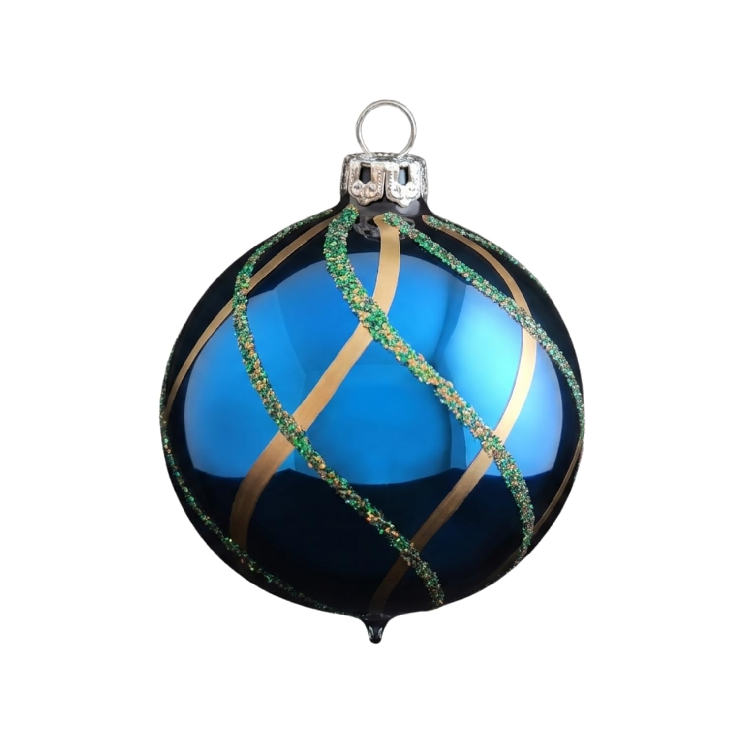“Duke and Duchess” – 8 cm Weihnachtskugeln/Christbaumkugeln Azur blau Gold