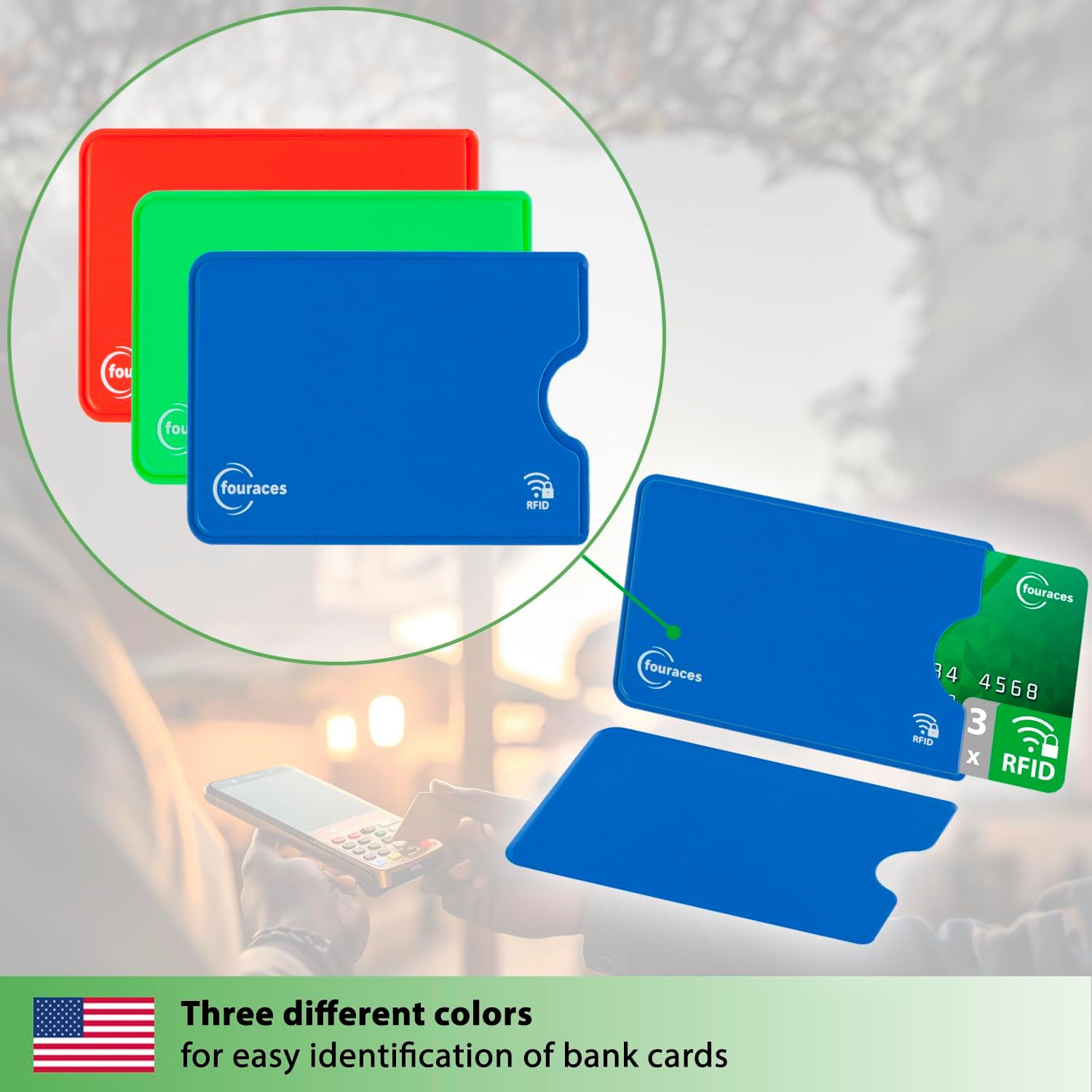 rfid blocking sleeves, 3 pieces - credit card protector - card blocker for bank card, anti fraud nfc card holder