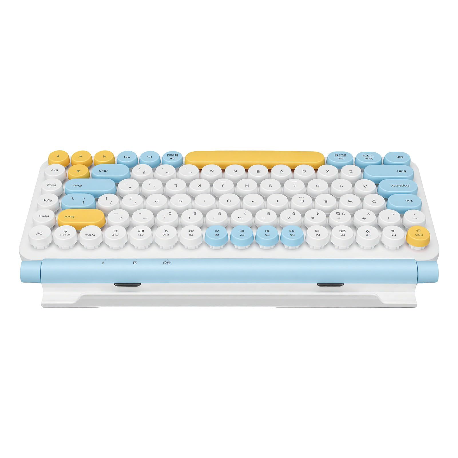 Teclado Inalámbrico de Modo Dual Bluetooth 5.0 con Soporte (Azul