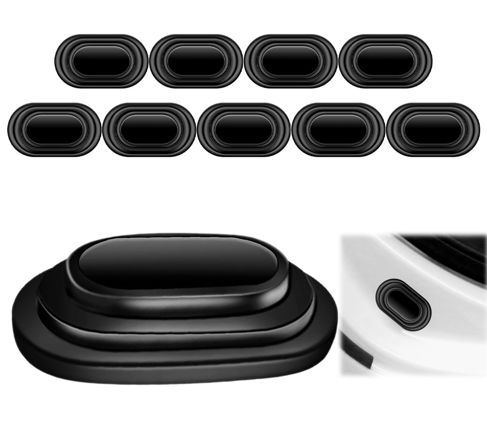 – X spring Absorber Pads, 10 PCS High-Quality Silicone Door Bumpers, 1.4x1.1x0.4 Inch Anti Noise and Vibration Dampening Cushions, Tool-Free Installation Car Edge Protectors for Automobile Security