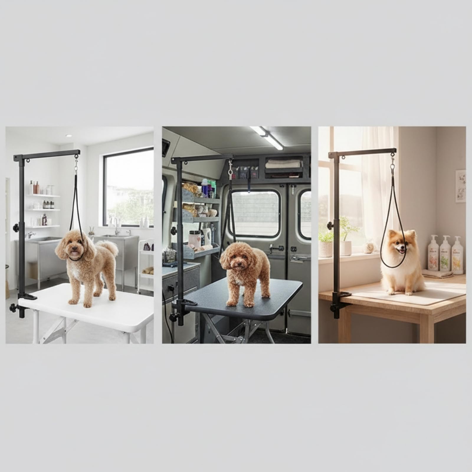 Stabil Trimmtisch-Galgen Höhenverstellbar, hundegalgen mit tischklemme, verstellbar, schertisch mit haltegurten, für hundesalon