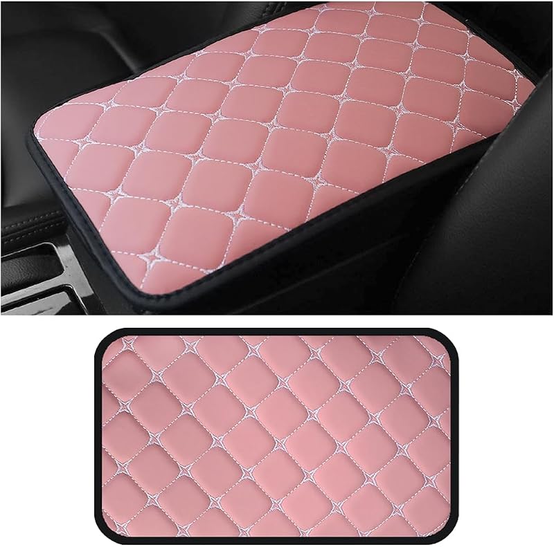 Almofada para apoio de braço do console central HZEL em couro PU rosa – 1 unidade