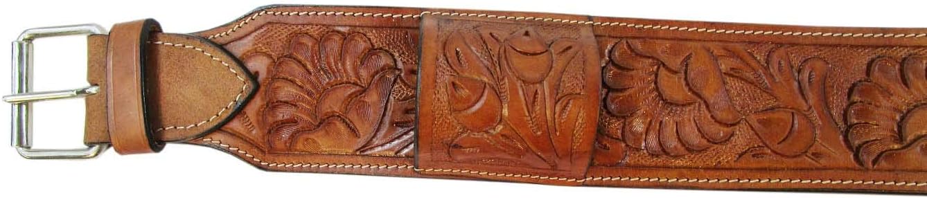 Floral Tooled Heavy Leather Back Rear Cinch Flank Billet Western Horse Girth Trail TACK