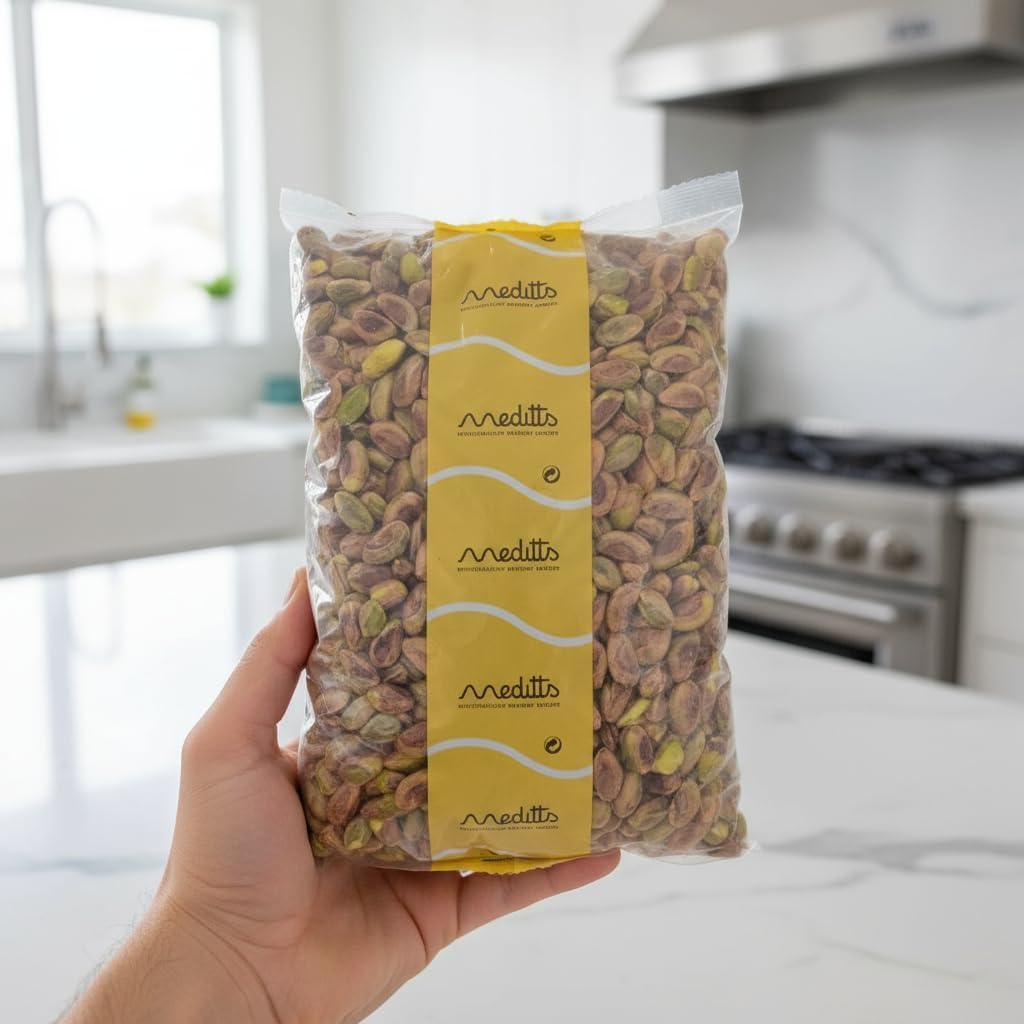 Meditts - Geröstete Pistazienkerne | 1 kg Vorratspack | Geschält & Ungesalzen zum Kochen und Backen.