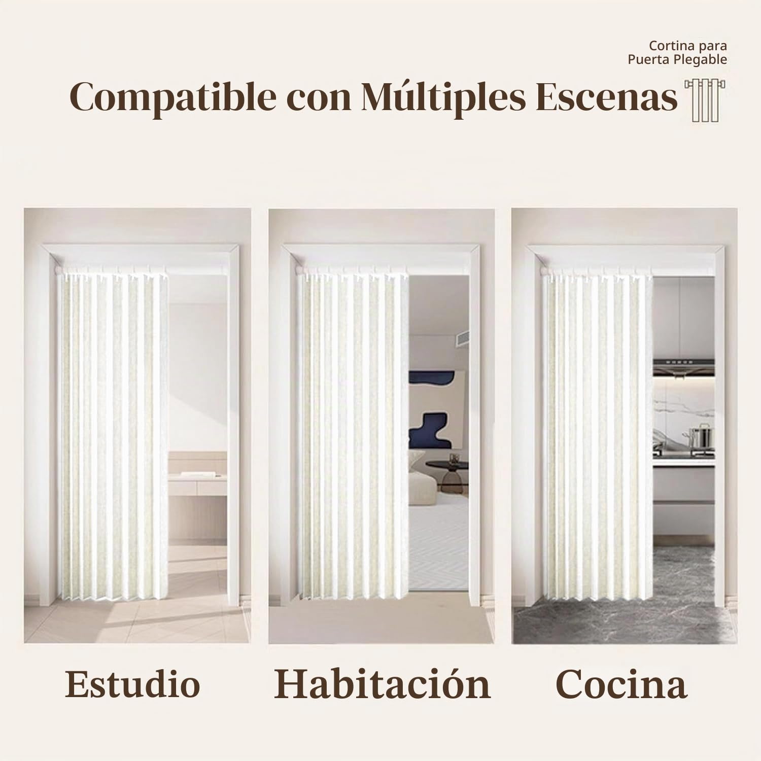 Cortinas de Puerta magnéticas Invisibles, Plegables y diseñadas a Medida, adecuadas para divisiones de Habitaciones.-White- W180xH200cm