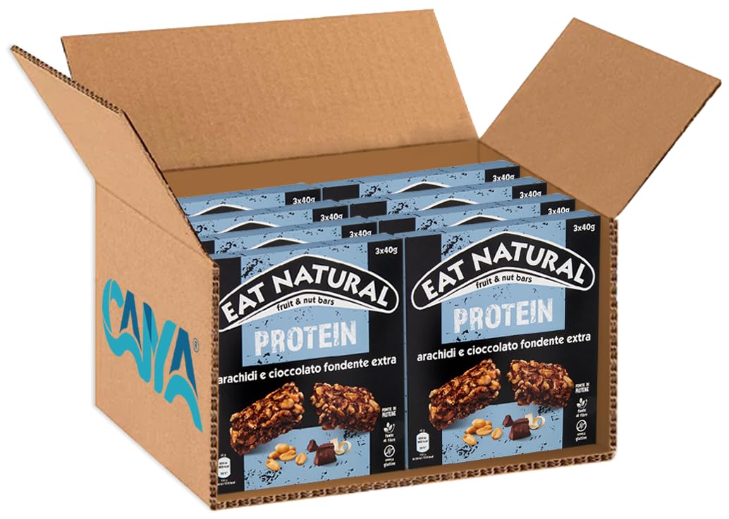8X Eat Natural Protein Barretta con Arachidi e Cioccolato Fondente Extra, Senza Glutine (Gluten free) 120g