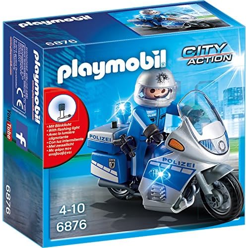 PLAYMOBIL City Action 6876 Motorradstreife mit LED-Blinklicht, Ab 5 Jahren
