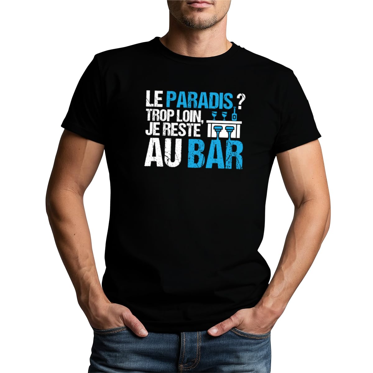 BOLOSS - T-Shirt Humour Alcool Homme/Unisex, Cadeau Papa, Beau-Père, Papy, Tonton, Alcool, Apéro, Cadeau Homme Noël Anniversaire, Tee Shirt Blague, Drôle, Comique