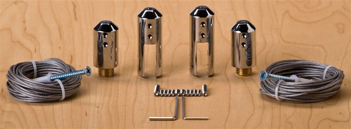 Ceiling Mounted Cable Hanging System, 3/4 x 2-Inch Sign Clamps, Chrome Finish Stainless Steel, to Hold Sign Panels