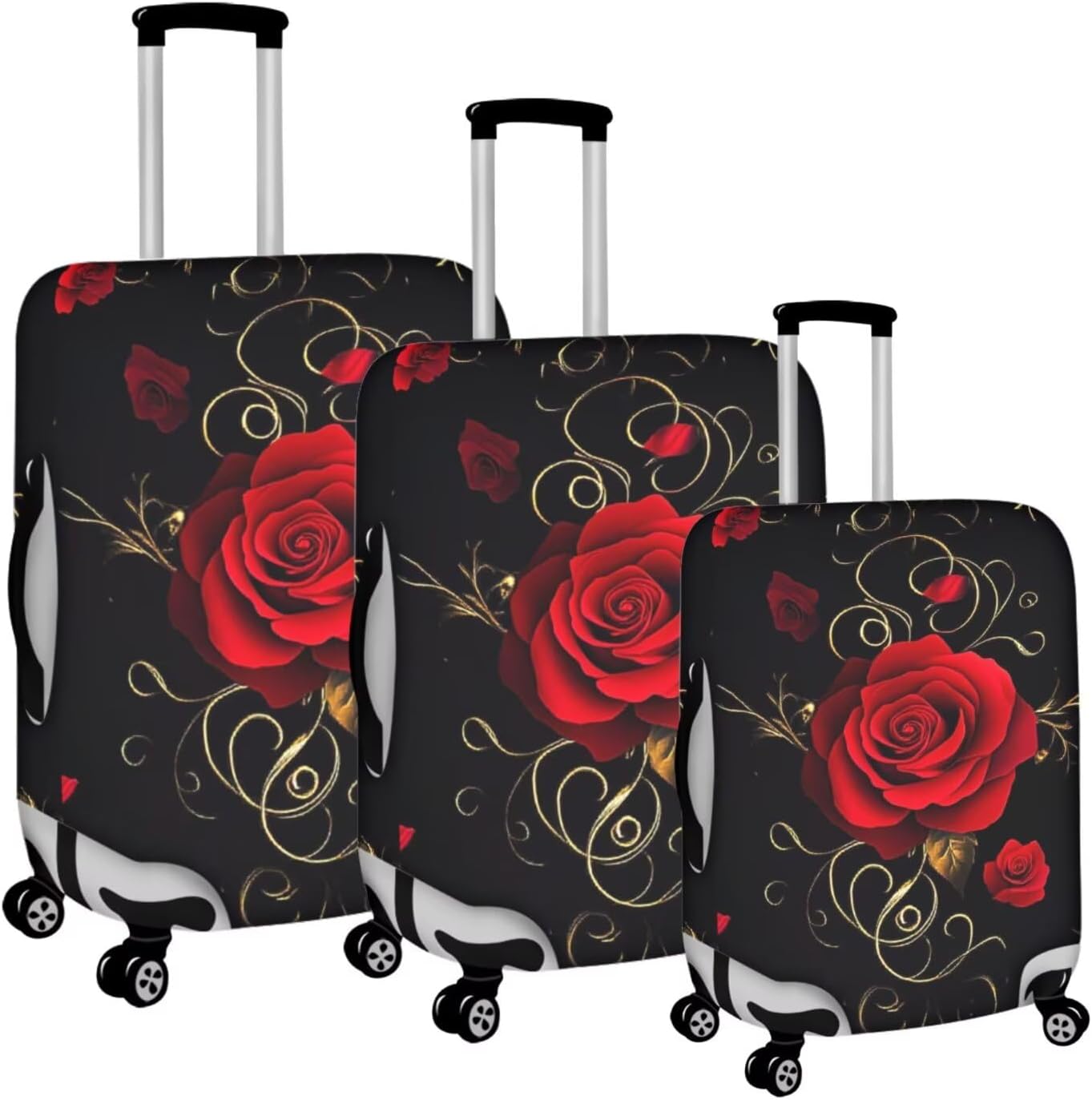 Womens Travel Luggage Cover Romantic Rose Suitcase Protector Vintage Rose Luggage Travel Bag Fit 18-21 Inch Baggage Covers Portable Suitcase Sleeve