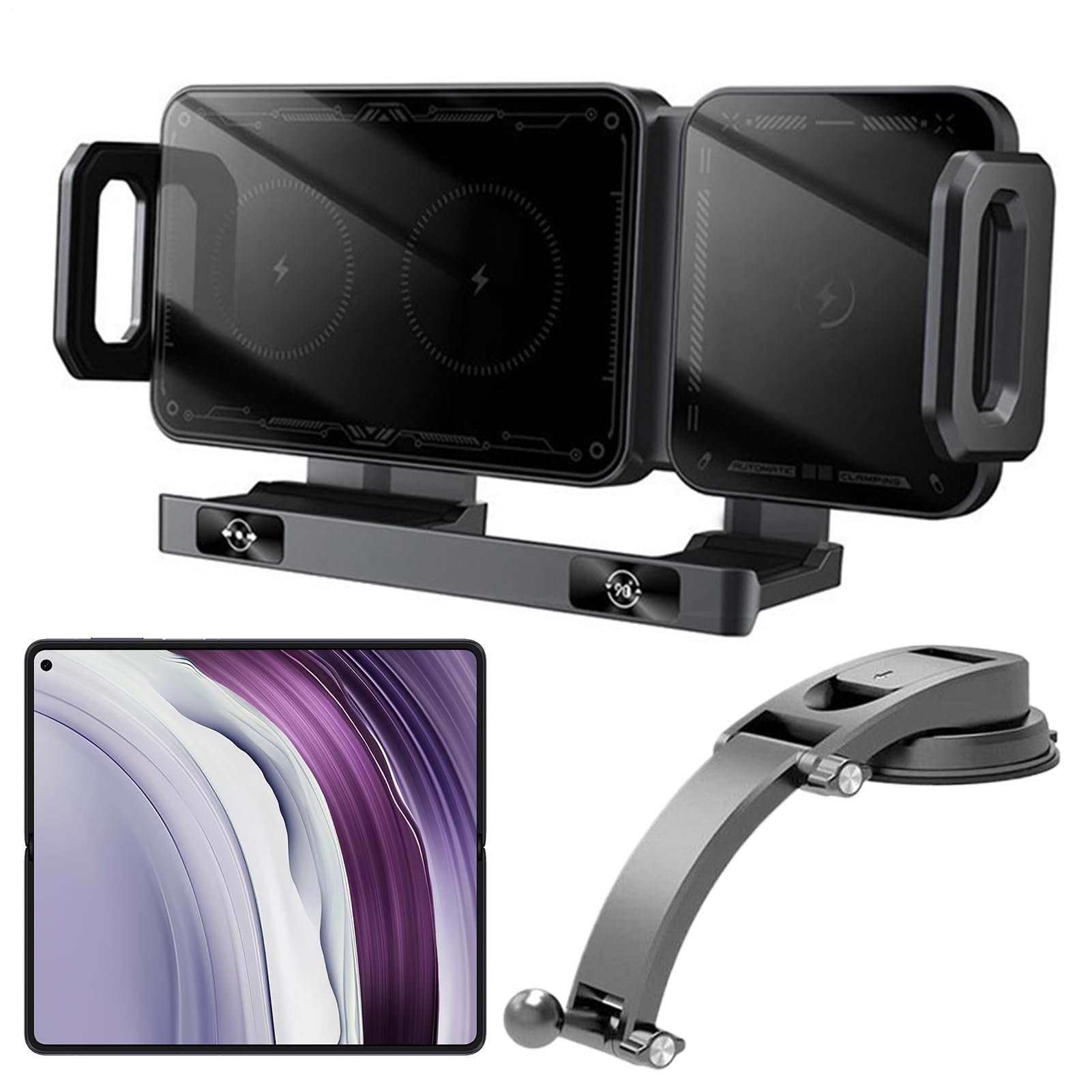 Portalettere con Caricatore Wireless per Auto 15W Ricarica Rapida Supporto | Porta Telefono ad Aggancio Automatico Per Controllo Musica Video Spostamenti Viaggi Vacanze