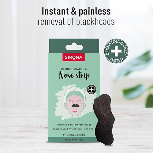 Miniatura 2 de Sirona Tiras de nariz de carbón de bambú para mujer, paquete de 8, eliminación instantánea e indolora de puntos blancos, puntos negros, limpiador de