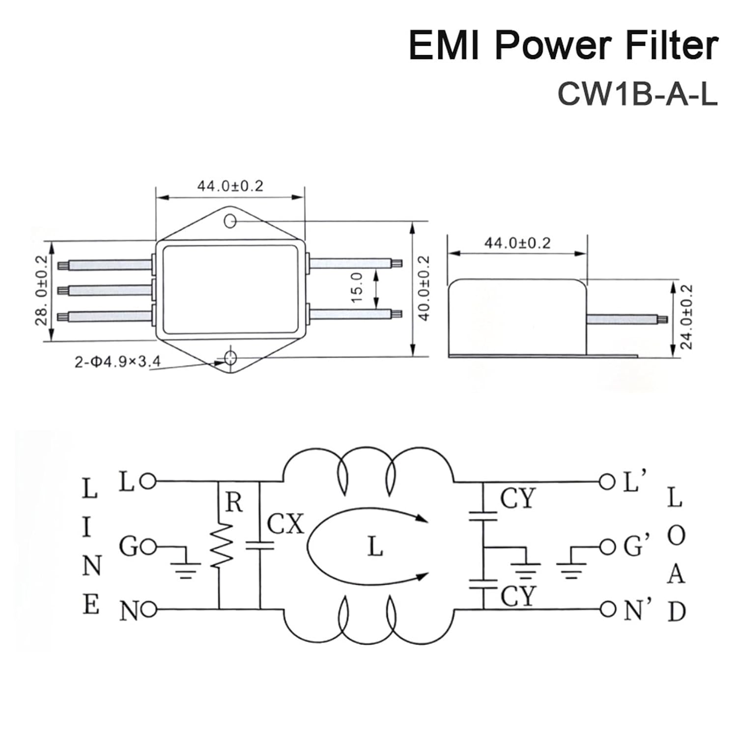EMI Power Filter CW1B-3A 6A 10A 20A-L AC 220V Single Phase Interference Purification(3A)
