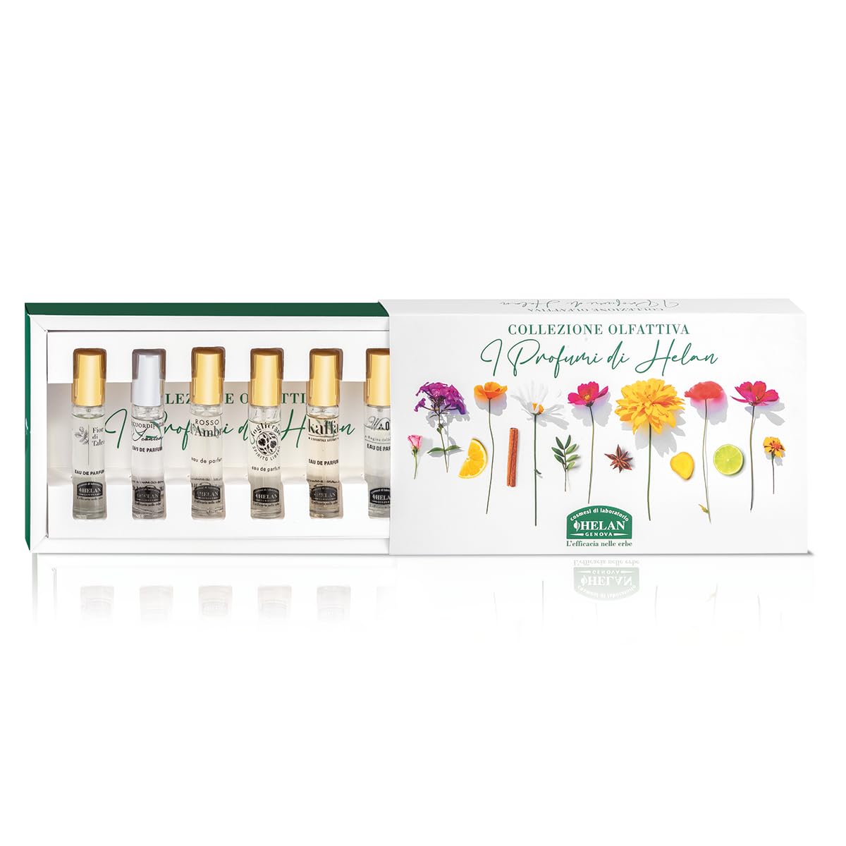 Helan - Collezione Olfattiva nr.2 con 6 Profumi in Fiale da 10 ml, Kit Profumo Uomo e Donna in Fragranze da Scoprire, Set Percorso Olfattivo per Idee Regalo Donna e Uomo Made in Italy