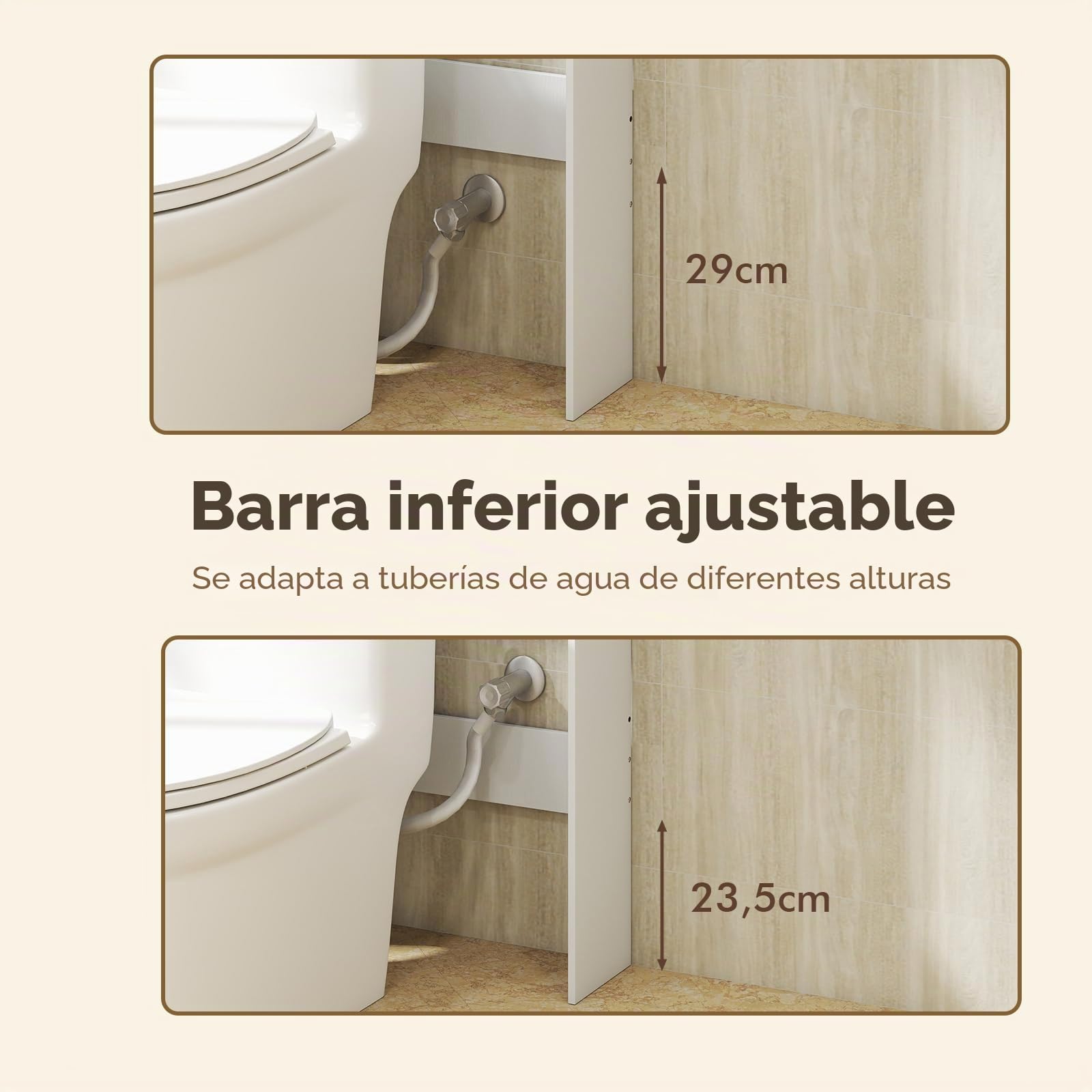 LIFEZEAL Estantería de baño para Ahorrar Espacio sobre Inodoro, Inodoro, Lavadora, Mueble con Barra Ajustable para adaptabilidad, Porta Papel higiénico, Puertas, estantes, Armario, Moderno (Blanco)