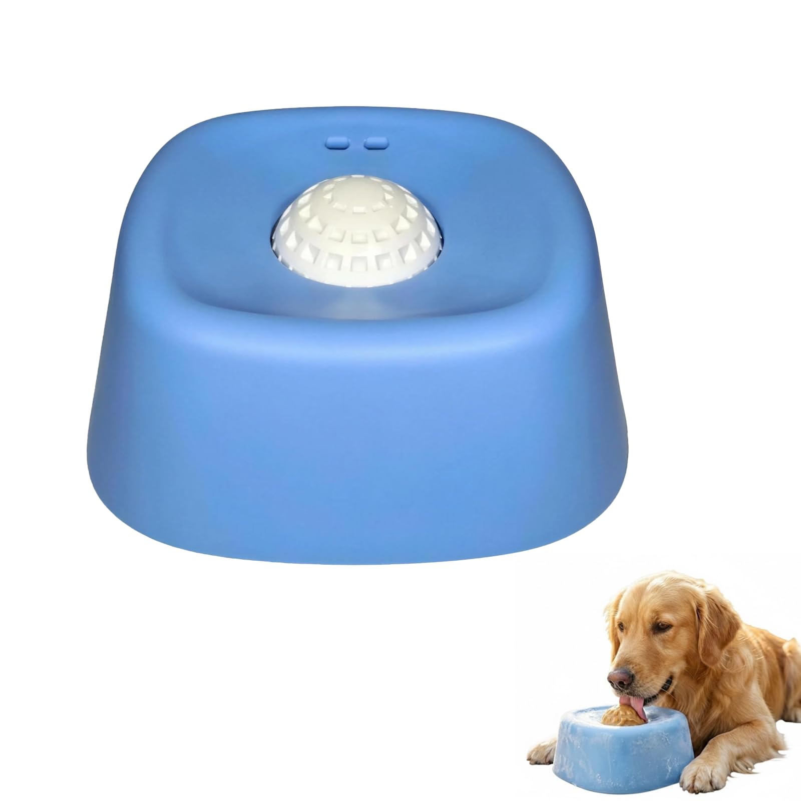 Slow Feeder Dog Bowl for Liquid Treats,Anti-Slip Entertained Ball-I Bone Broth Dog Lick Bowl, 3/4 Cup Capacity for for Large Medium Small Breeds Dietary Supplement/Post-Op Nutrition (Blue)