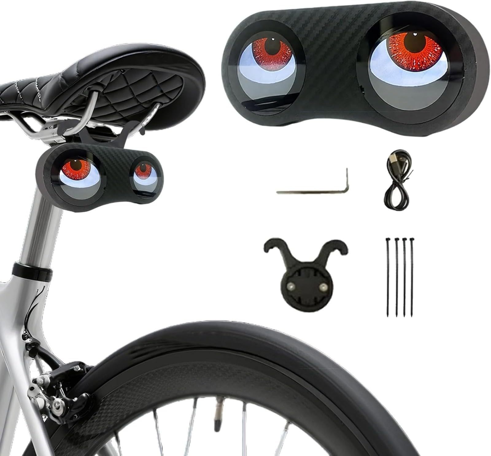 Fanale posteriore per bici Demon Eye, luci LED intelligenti Devil Eye, occhi ricaricabili fai da te programmabili tramite APP, luci per bicicletta, impermeabili intelligenti, luce di sicurezza