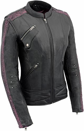 Milwaukee - Chaqueta de cuero para mujer con relieve Phoenix