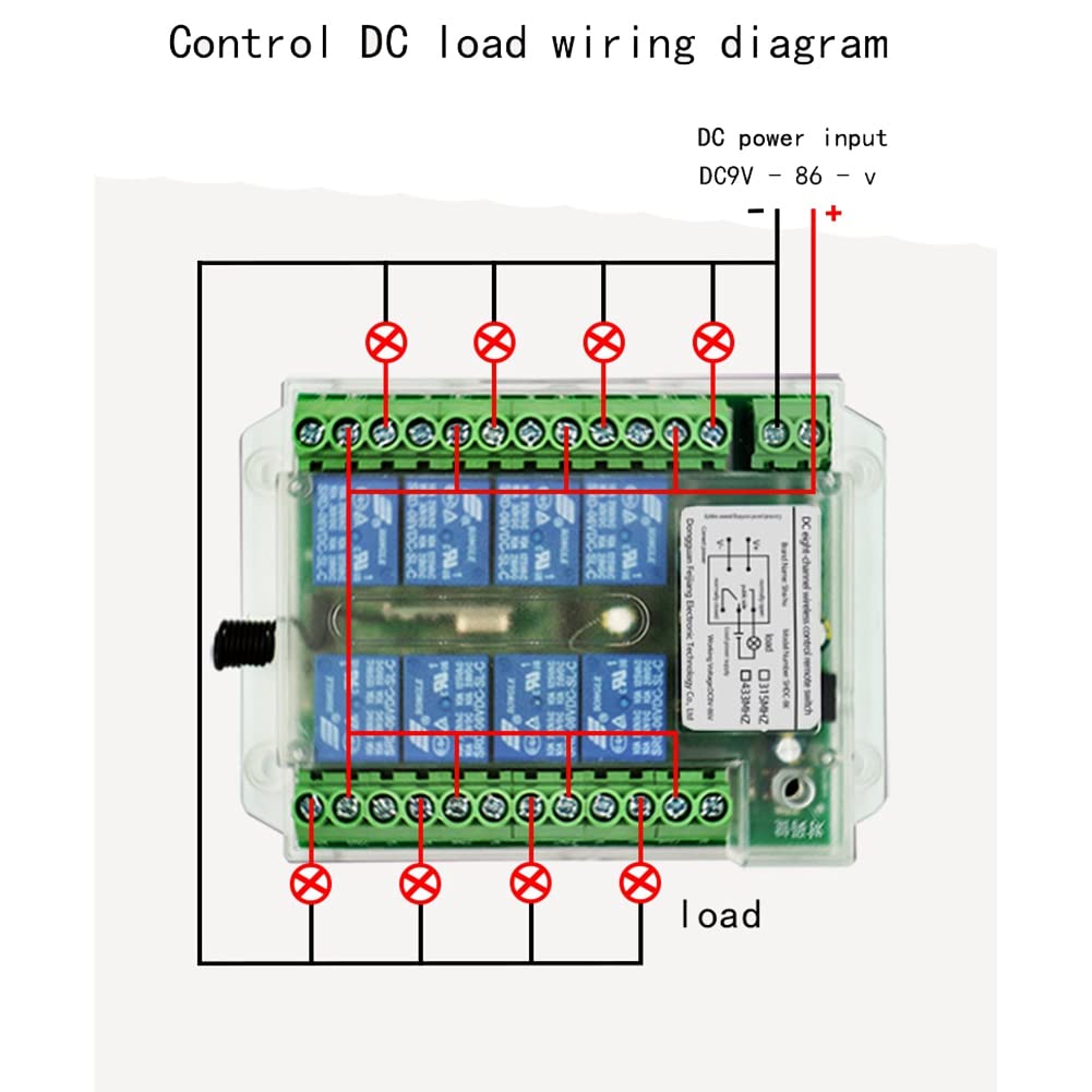 Interruptor de control remoto inalámbrico RF de 8 canales CC 9-72 V, interruptor de control remoto inalámbrico