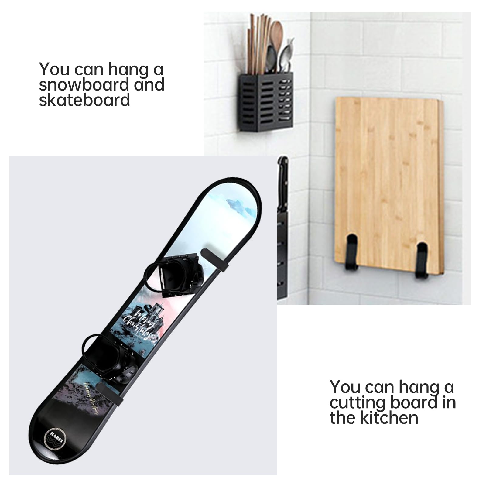 CANGCANG 2 pary wsporników ściennych do snowboardu, uchwyt na deskorolkę, stojak na deskę snowboardową, narty, hak do przechowywania, deski Vomo Longboards, Wakeboardy i łyżwy
