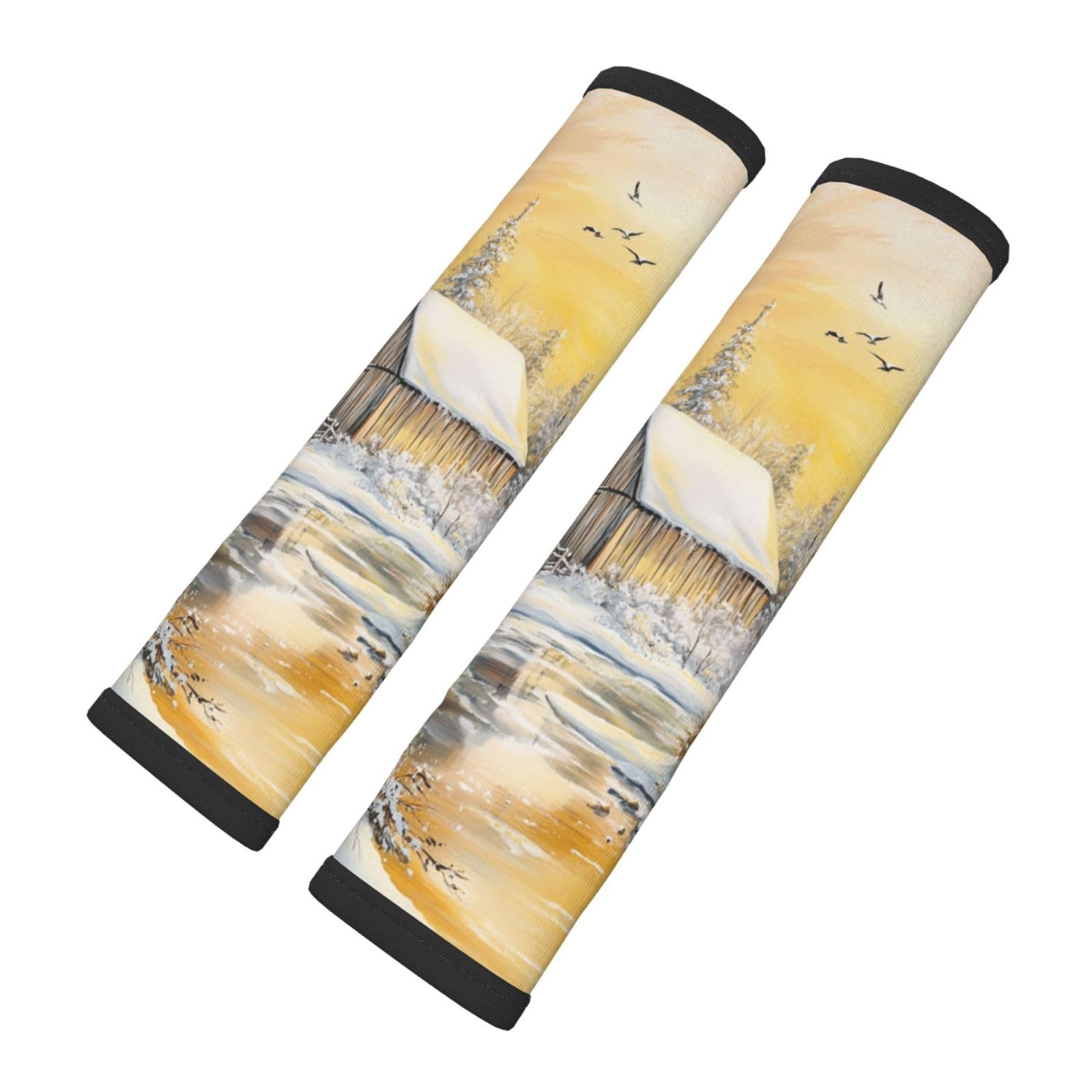 Beautiful Snowy Landscape with Old Barn Car Seat Belt Cover 2 Pack Seatbelt Strap Shoulder Pad Protector Universal Comfort for Car