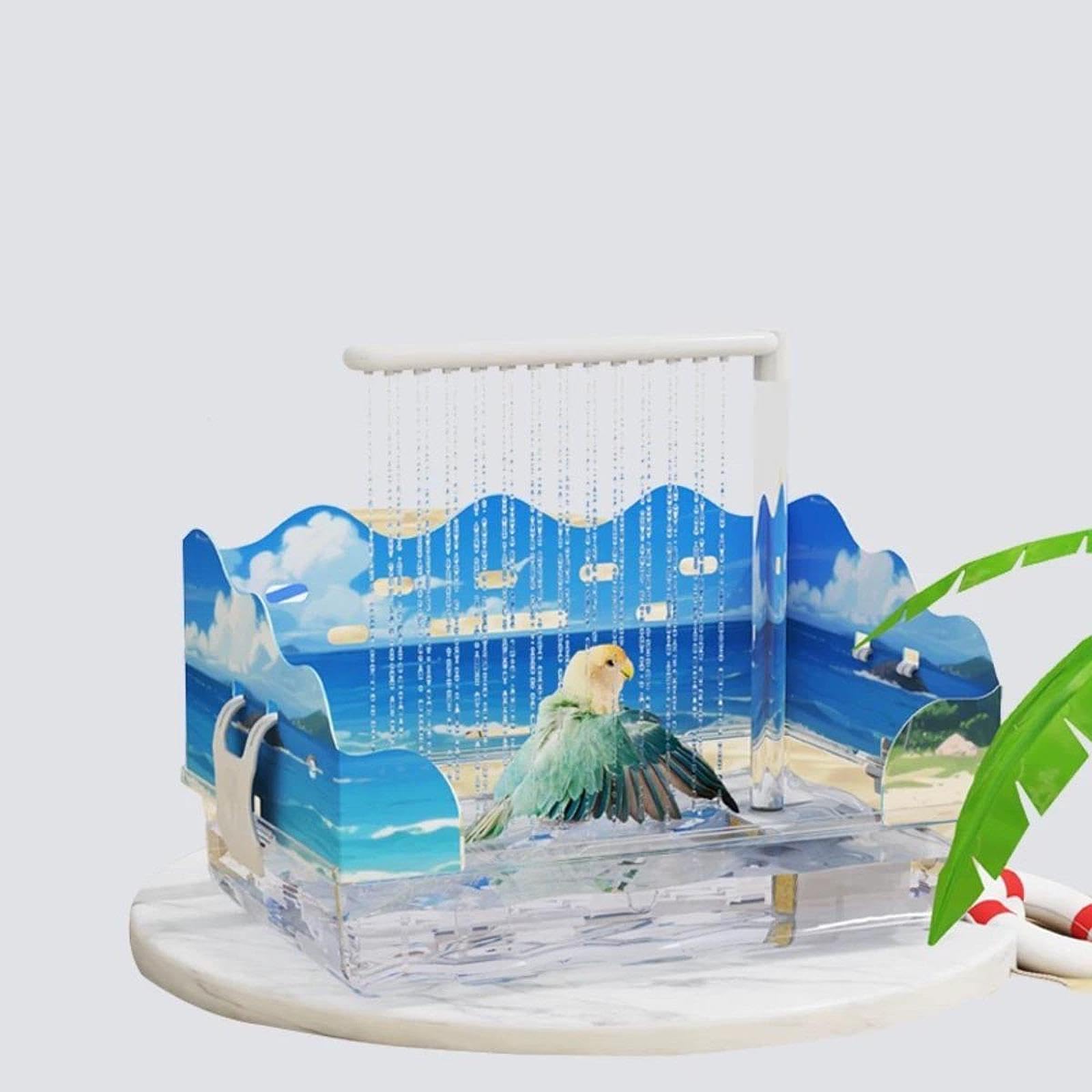 predolo Vogelbad für Haustiere, Papageienbadewanne, Stumm, Vogelbedarf, Vogeldusche für Wellensittiche, Sittiche, K, A