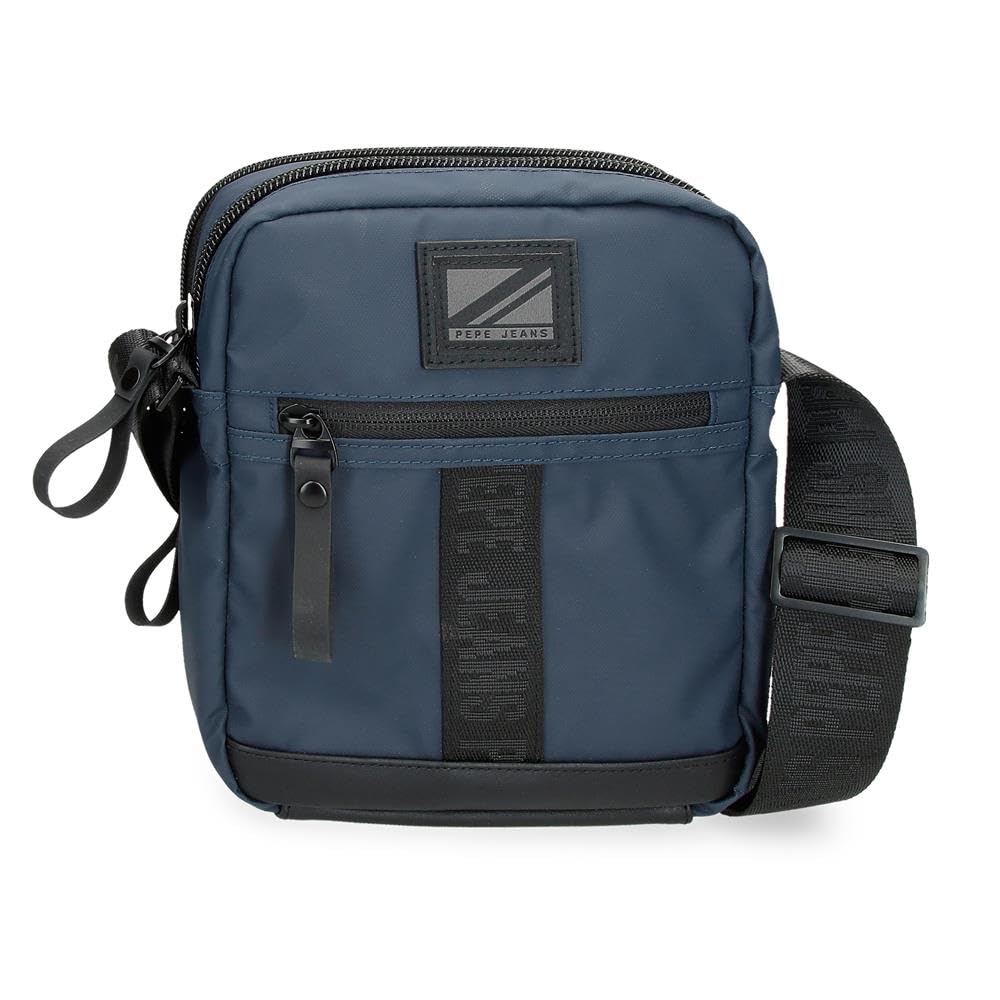 Pepe Jeans Hoxton Umhängetaschen und Kulturbeutel, Schwarz und Blau, Polyester PU, verschiedene Größen, blue, One Size, Double Crossbody Bag